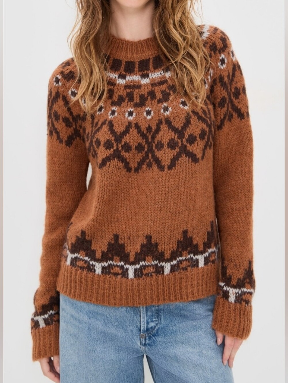 437. NWT - Moon River Fair Isle Hairy Pullover Sweater